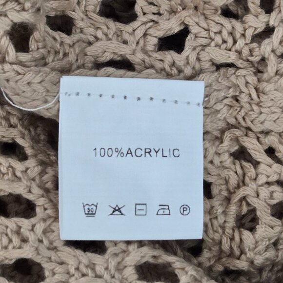 NWT | OUKODS Tan Crochet Swim Cover Up with Multi Color Granny Square Sleeves - Picture 4 of 6